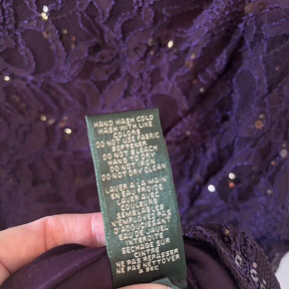 Lauren Ralph Lauren Purple Sequin Dress Knee Length Cocktail Wedding Ruc… - Picture 6 of 9